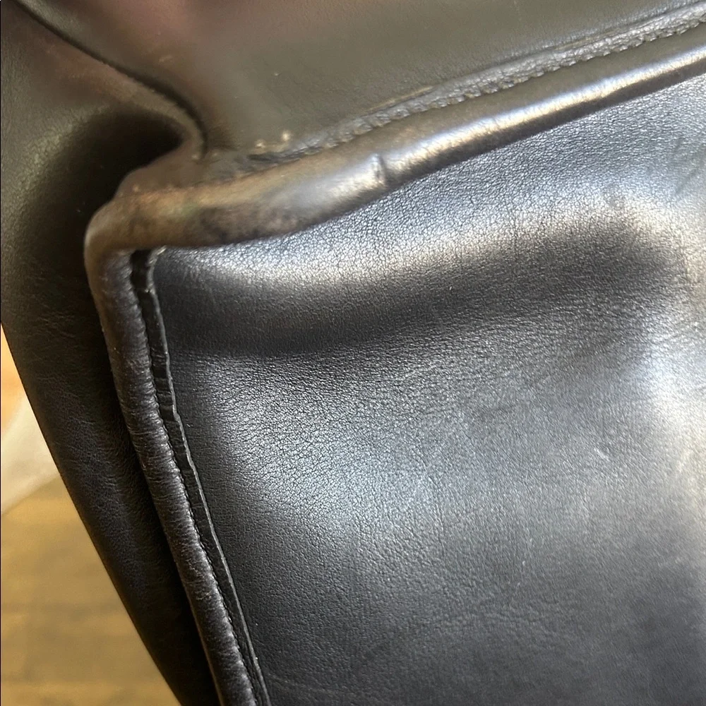 Coach Black Leather Briefcase with Gold-Tone Turn Lock